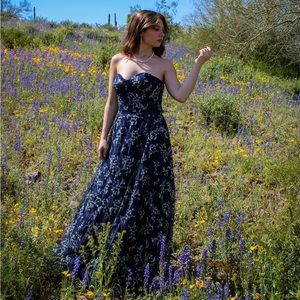 Strapless ball gown prom dress